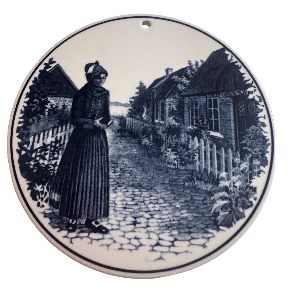 Royal Copenhagen Fano Plate Denmark Fajance Blue White Island Scene